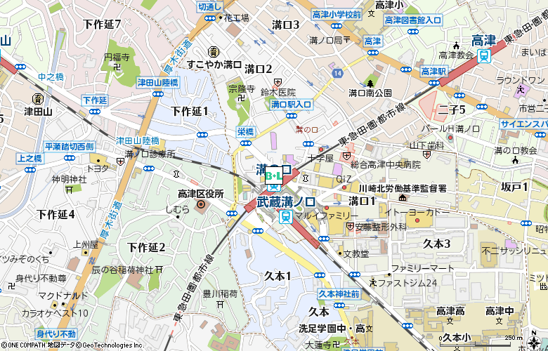 富士コンタクト　溝の口店付近の地図
